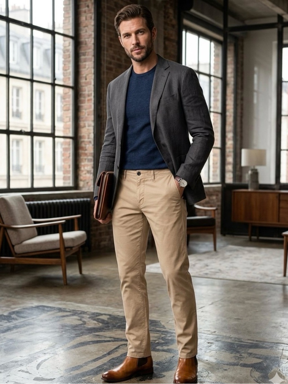 Billy Reid Standard Fit Khaki Chino Pants Men's 30x34 NWT Tan Stretch Cotton